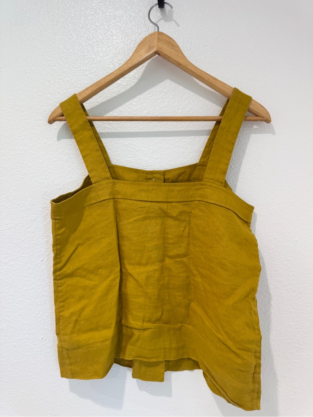 Everlane 100% Linen Button Front Apron Cami Tank Top Mustard Yellow Capsule 4 - Picture 3 of 4